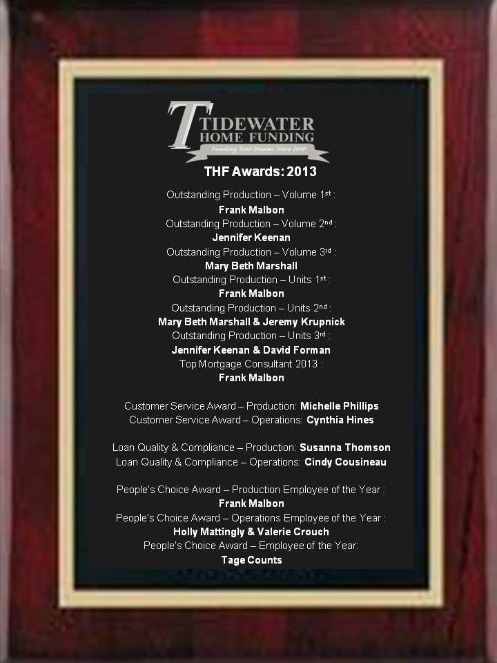 2013 THF Awards